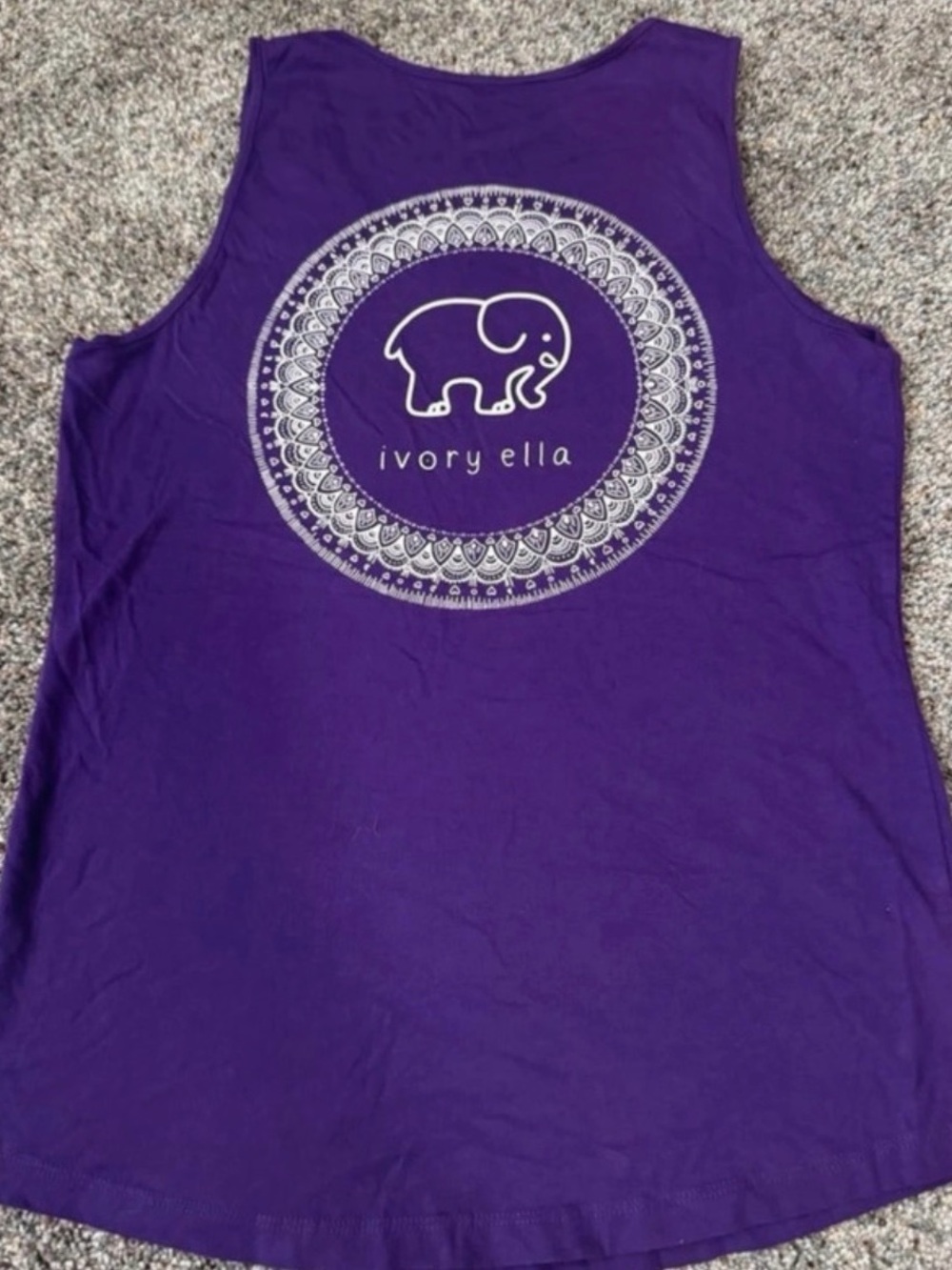 ivory ella Purple Tank with White Mandala Elephant Graphic- NEW